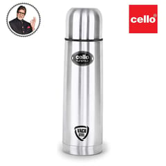 Cello Flip Style Stainless Silver Steel Bottle with Thermal Jacket