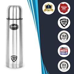 Cello Flip Style Stainless Silver Steel Bottle with Thermal Jacket