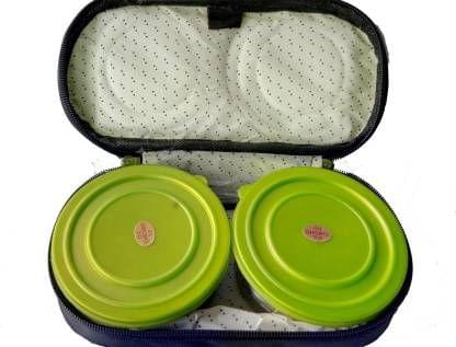 Jayco Steel Mate Jr 2 Stainless Steel Container with Pouch Green 2 Containers Lunch Box  (700 ml)