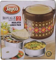 Jayco Royale 2 Senior Hot Lunch Pack, 2 Stainless Steel Tiffin Box Set, Black 2 Containers Lunch Box  (620 ml)