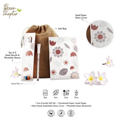 The Green Chapter - Gift Set for Women Girls | Ecofriendly Birthday Festival Office Gifts | 2 Seed Pencil in Plantable Pack | 1 Seed Pen | 1 Plantable Bookmark | 1 Diary | 1 Jute Bag