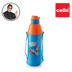 Cello Puro Junior Hot Wheel Print Plastic Water Bottle, 600ml, Dark Blue, Set of 1